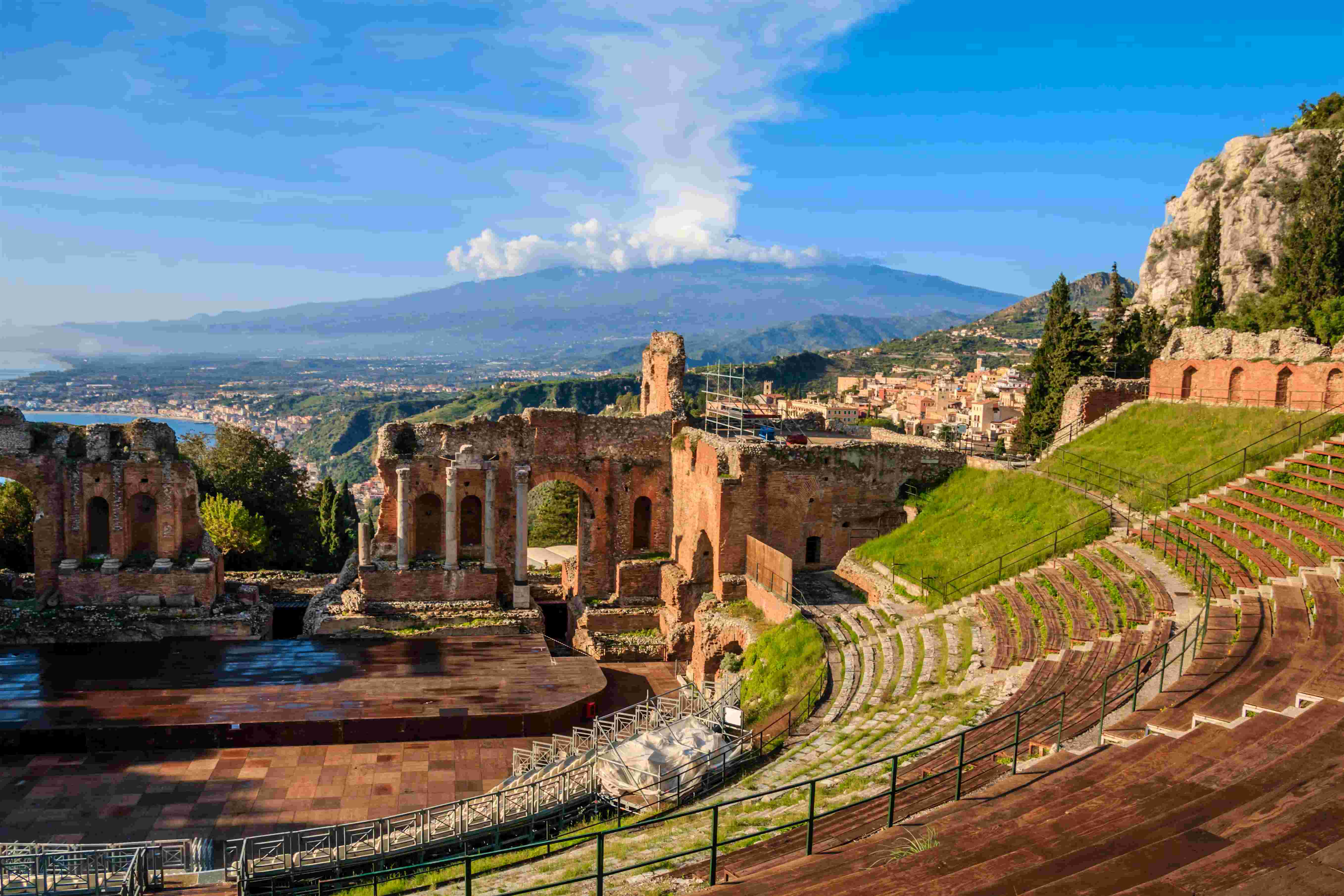 Mount Etna and Taormina coastline