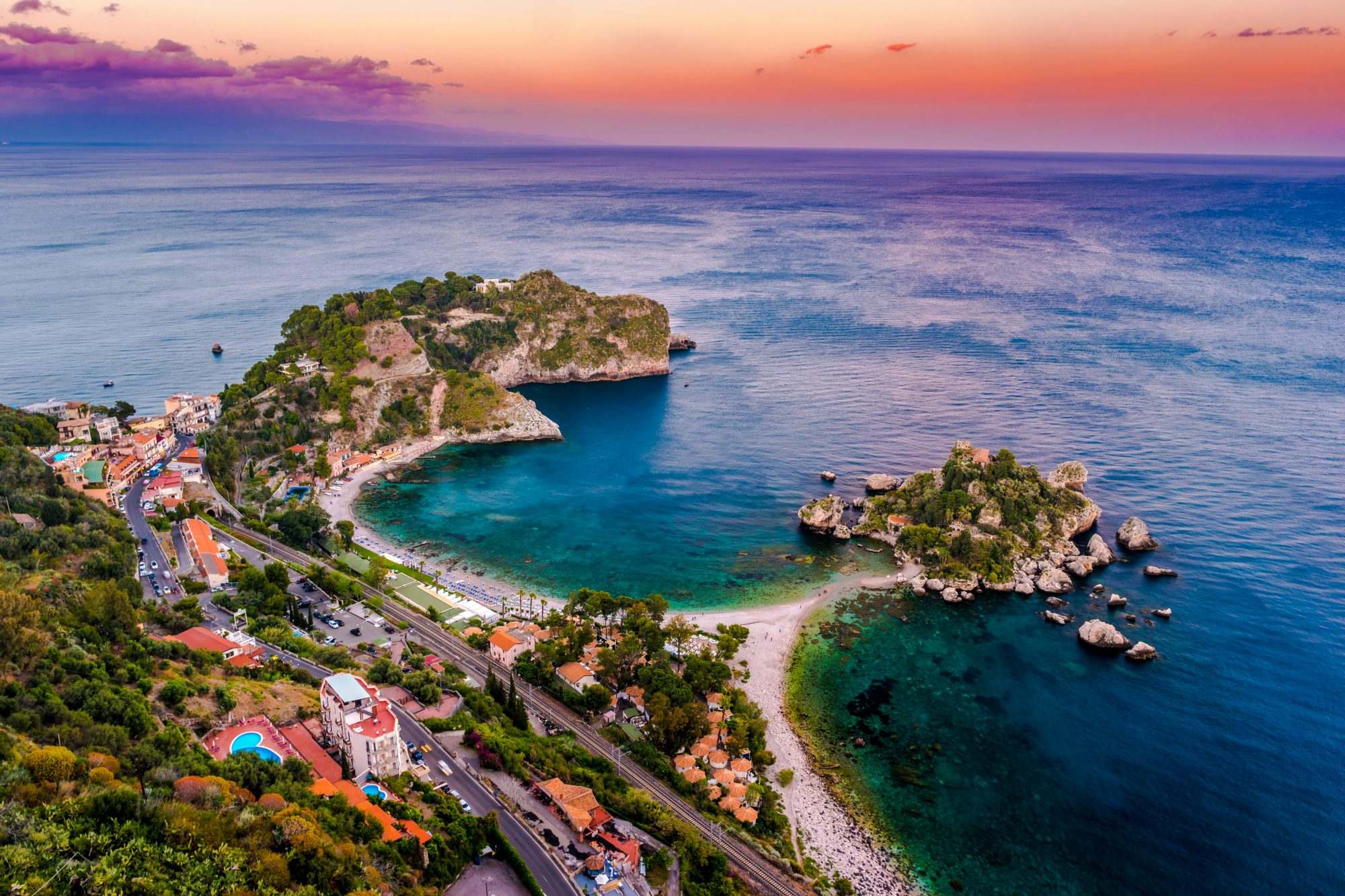 Isola Bella beach and turquoise sea in Taormina, Sicily